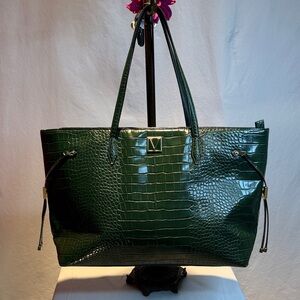 Victoria's Secret Dark Green Crocodile-Embossed Tote